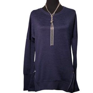 NWOT Active Life Heather Navy Long Sleeve Top with Zippers – Size Medium